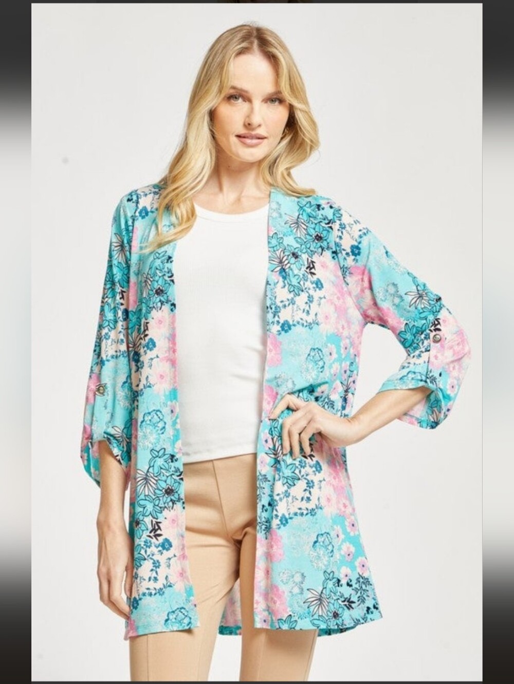 NWOT Dear Scarlet 3/4 Sleeve Open Front Cardigan, Large (Sizing Like XL 16/18)